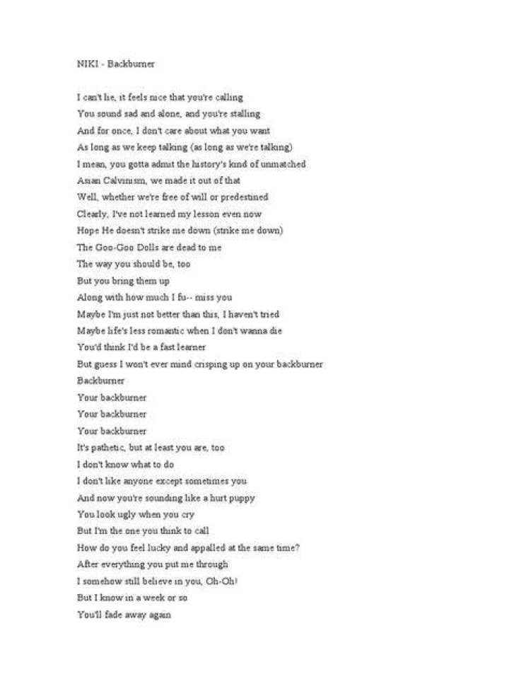 Unveiling The Meaning Behind "Backburner Lyrics"